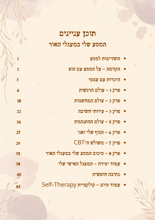 תמונה של תוכן העניינים של המחברת 